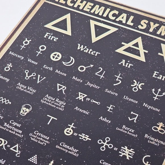 Vintage Metal Sign | Indoor/Outdoor | Alchemical Symbols Black & Gold - A Gothic Universe - Signs