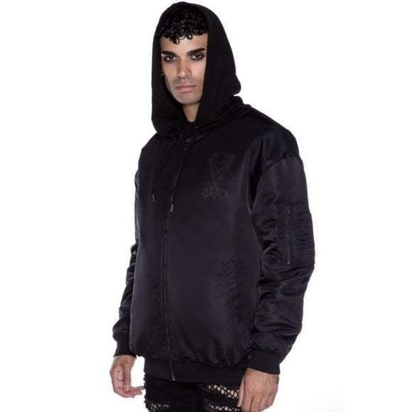 Resurrection Bomber | Unisex jacket Black on Black Insulated for Cold - Killstar - Jackets