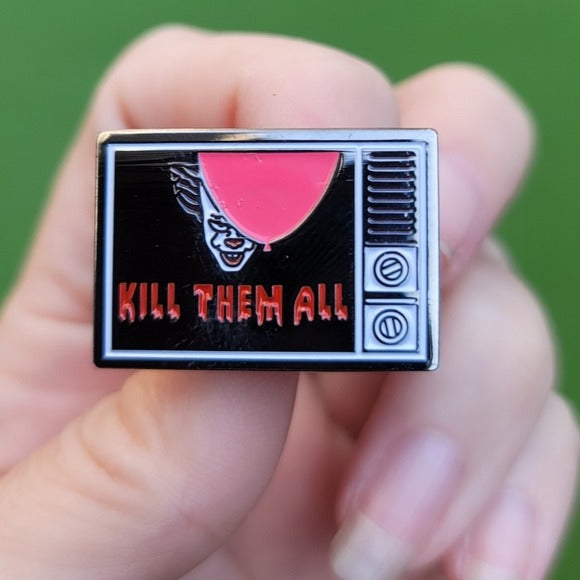 Metal Enamel Lapel Pin | Pennywise Kill Them All | Red & Black - A Gothic Universe - Lapel Pins