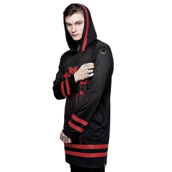 Hellbilly Hockey Jersey | Black Red Unisex - Killstar - Jersey