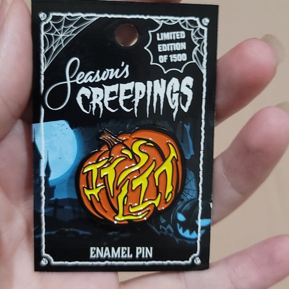 Enamel Lapel Pin | Limited Edition | PUMPKIN IT'S LIT | Black Orange - Hot Topic - Lapel Pins