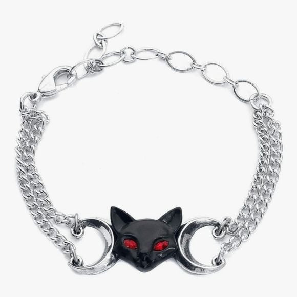 Worshipping Bastet Bracelet | Triple Moon Black Cat - Alchemy Gothic - Bracelets