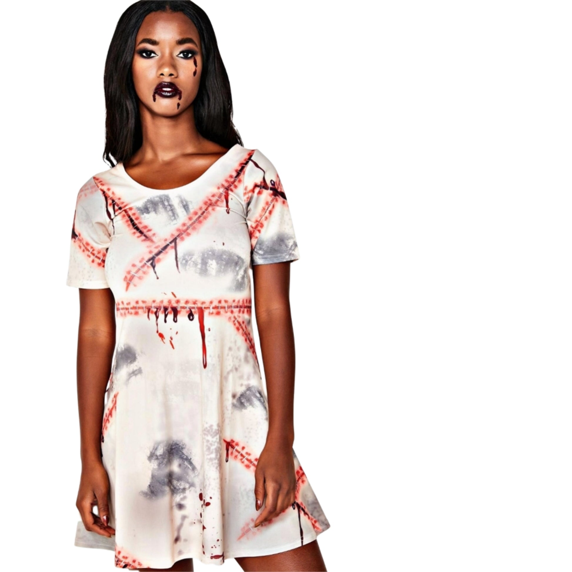 Zombie Stitch Dress | Horror High | Bloody Mini Dress - Trickz N Treatz - Dresses