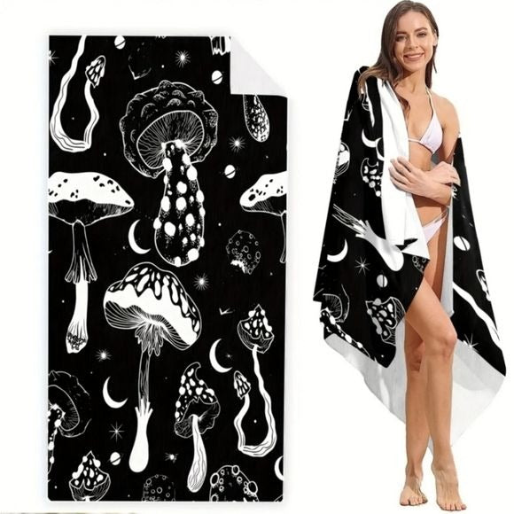 Trippy Shrooms Beach Towel | Premium Micro Fiber - A Gothic Universe - Beach Towels