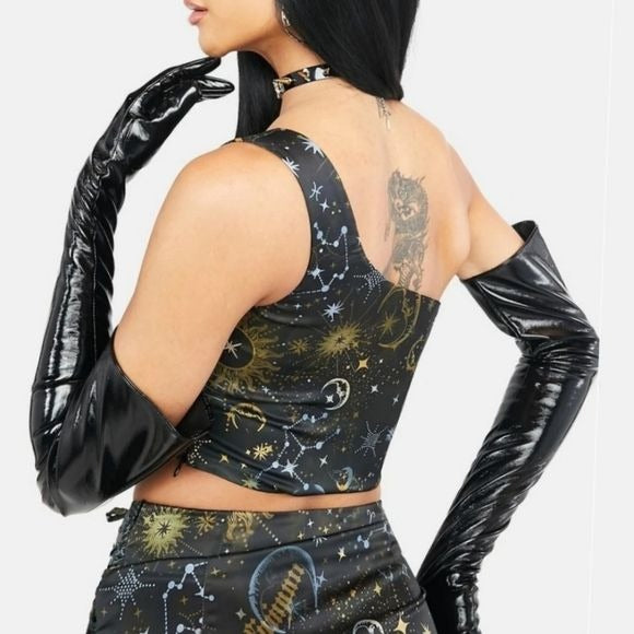 Guide My Life Constellation Print Skirt Set | Corset One Shoulder Top - HOROSCOPEZ - 