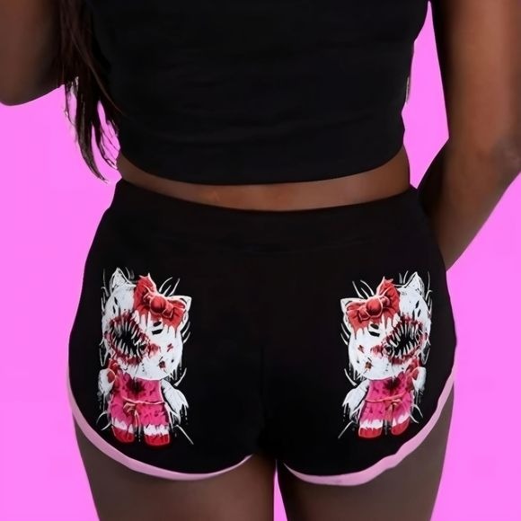 HELL KITTY HELLO METAL SHORT SHORTS