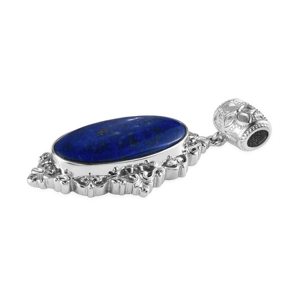 Lapis Lazuli Fancy Pendant | in Platinum W/ Magnet Detail Blue Silver 23. Ctw - A Gothic Universe - Necklaces
