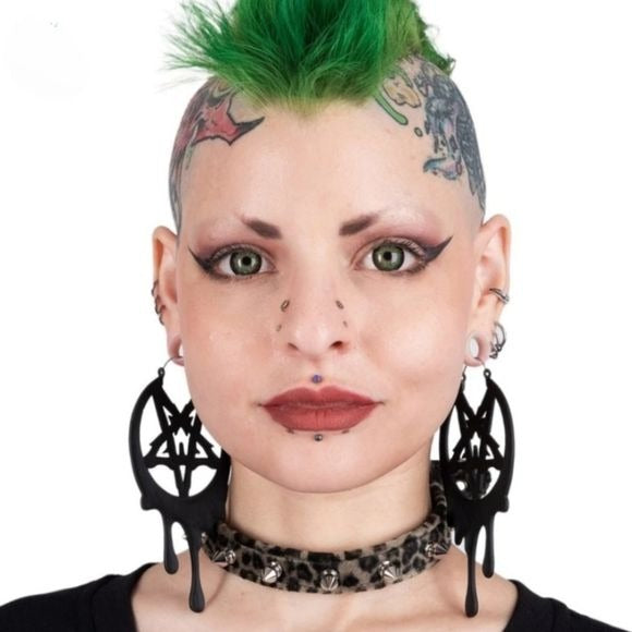 Drippy Metal Pentagram Hoop Earrings | Plug Friendly Skin Friendly - Too Fast - Earrings