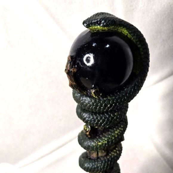 Serpent Wand | Black Obsidian Hand Painted Acrylic 9½" - A Gothic Universe - Wand