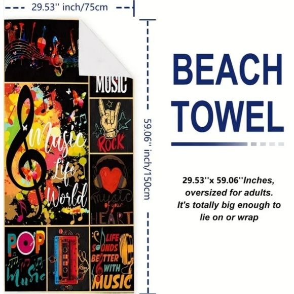 Better With Music Beach Towel | Premium Micro Fiber - A Gothic Universe - Beach Towels