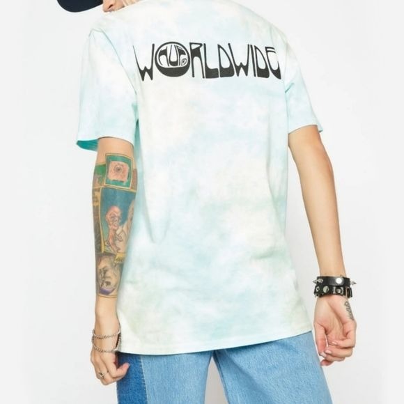 Wasted Darling Short Sleeve Tee | Blue Tie Dye Black Front & Back Graphic - HUF - Tops