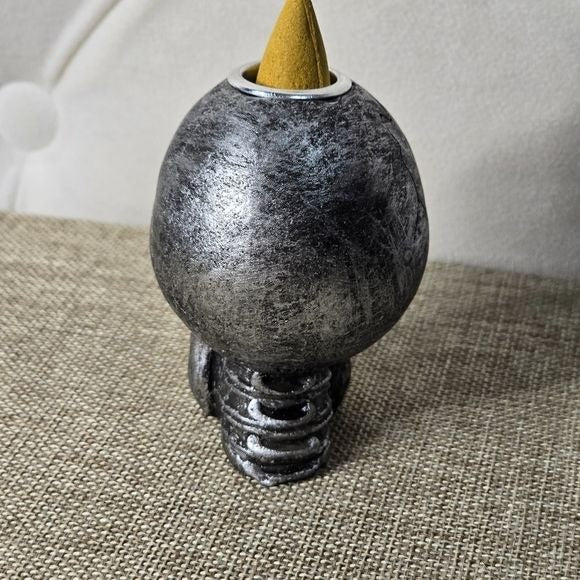 Novelty Skull Backflow Incense Burner | Antiqued Cracked Silver Acrylic - A Gothic Universe - Incense Burner
