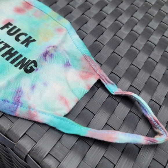 Logo Face Mask | F*ck Everything | Blue Tie Dye Statement Comfy Facemask - Fuck Brand - Face Masks