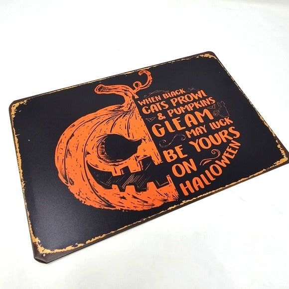 Vintage Metal Sign | Indoor/Outdoor | A Good Halloween Orange, Black - A Gothic Universe - Signs