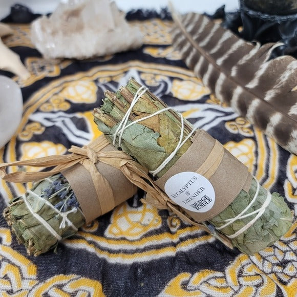 Eucalyptus Lavender | Smudge/Cleanse Yourself & Your Home Set of Two w/Sack - A Gothic Universe - Smudging Sets