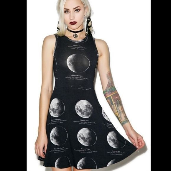 Crazy Party Dress | Crazy for the Moon | Lunar Skater Gothic Black Dress - Killstar - Dresses