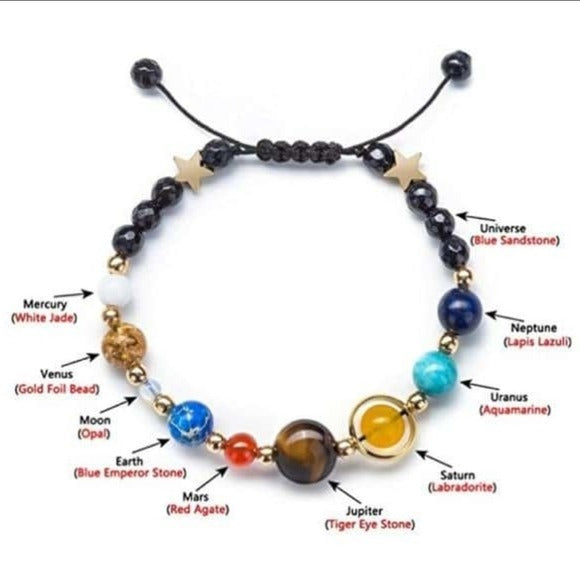 Solar System Bracelet | Adjustable Exceptional Quality Natural Crystals 8" - Mindful Souls - Bracelets