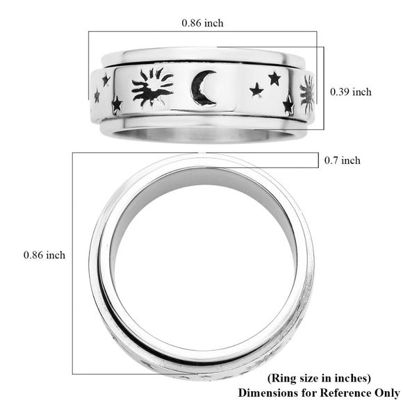 Celestial Spinner Band Ring | Stainless Steel Anxiety Mental Health Ring - A Gothic Universe - Rings