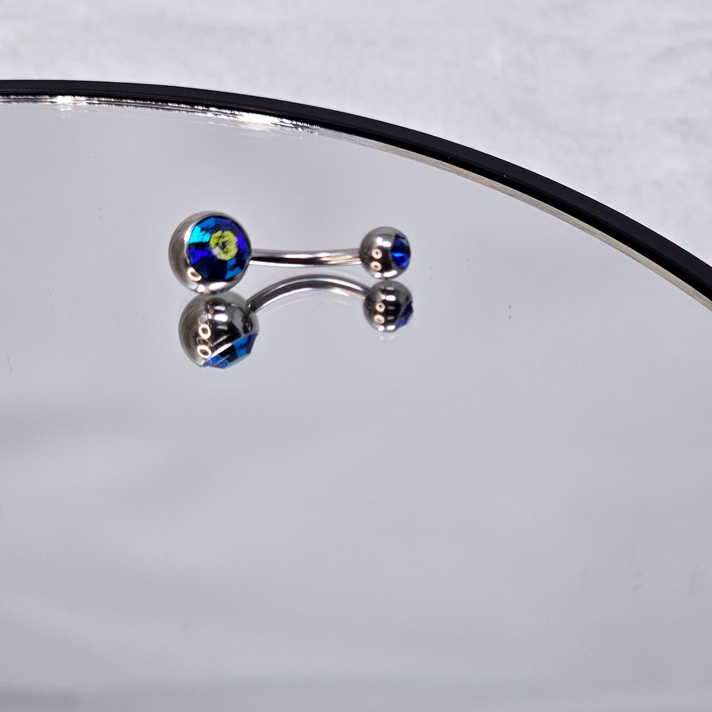 Blue Crystal Belly Button Ring Barbell - 𝑃𝑎𝑖𝑛𝑓𝑢𝑙 𝑃𝑙𝑒𝑎𝑠𝑢𝑟𝑒 - Body Jewelry