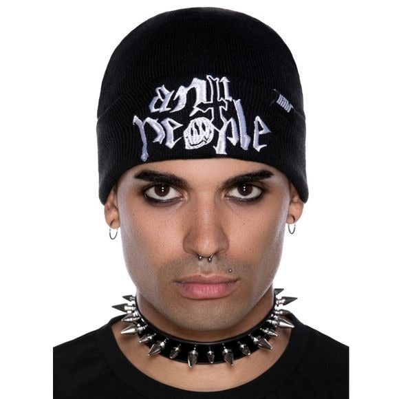 Unisex Adults Black Beanie Hat | Anti People - Killstar - Hats