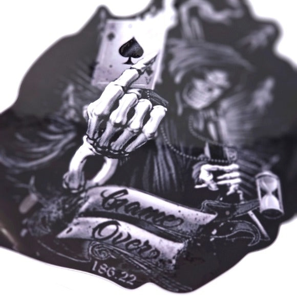 Game Over Decal | Gothic Horror Skull Poker Black Waterproof Sticker - A Gothic Universe - Decals
