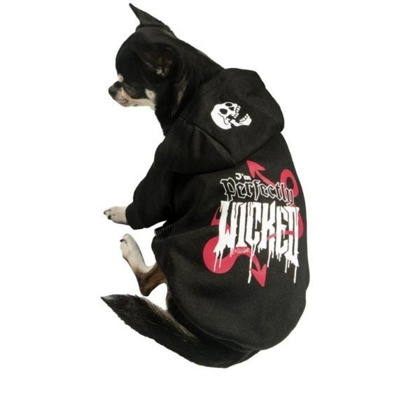 Pets Hoodie | I'm Perfectly Wicked Graphic | Black Jersey Cotton - Killstar - Pet Hoodies