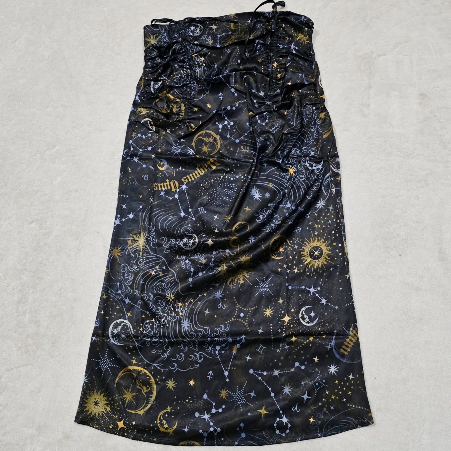 Starry Night Midi Skirt Set One Shoulder Bustier Cinching Side Zips