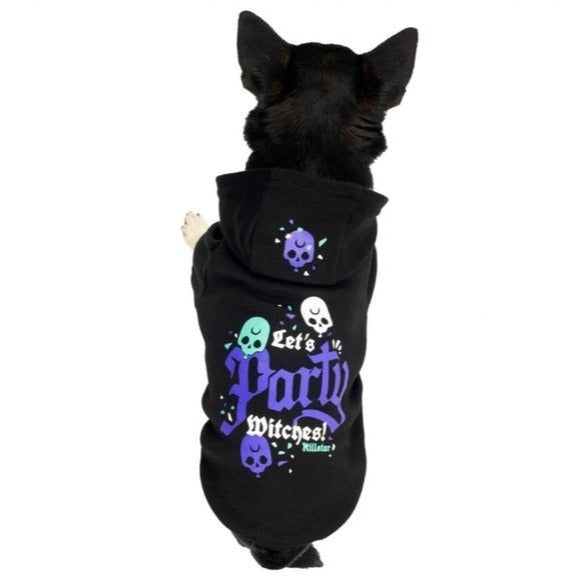 Pets Hoodie | Let's Party Witches Graphic | Black Purple Soft Cotton - Killstar - Pet Hoodie