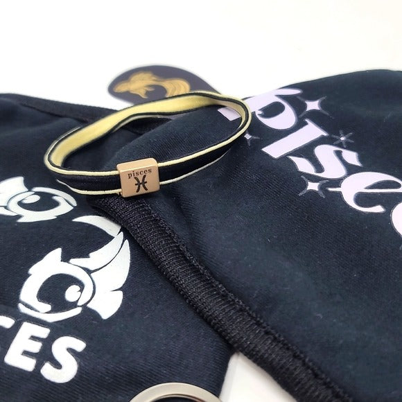 Pisces Zodiac | 2 Black Face Masks Hair Charm Tie Keychain 3 Foil Sticker - A Gothic Universe - Accessories