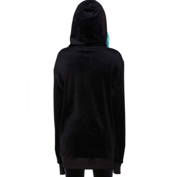 Fester Velour Unisex Hoodie | Black Soft Cotton - Killstar - Hoodies