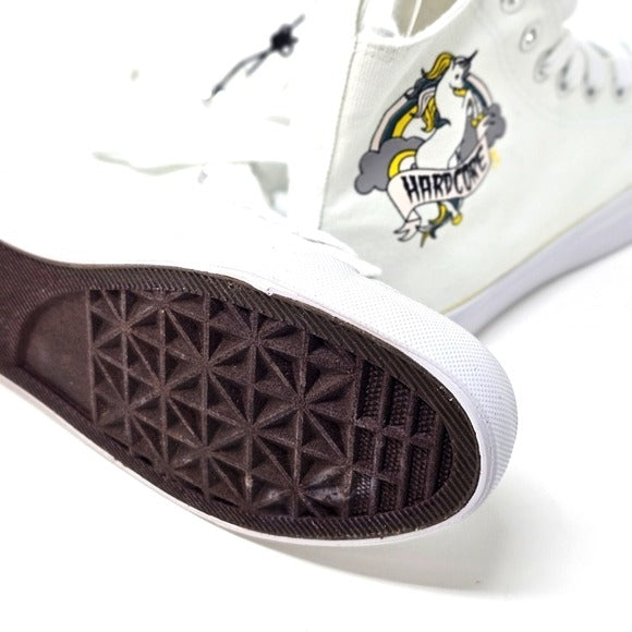 Canvas High Top Sneakers | Hardcore Unicorn Graphic Pull On Tab - Hot Topic - Shoes