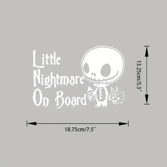 Vinyl Car Truck Window Decal Sticker | Little Nightmare On Board | White - A Gothic Universe - Decals