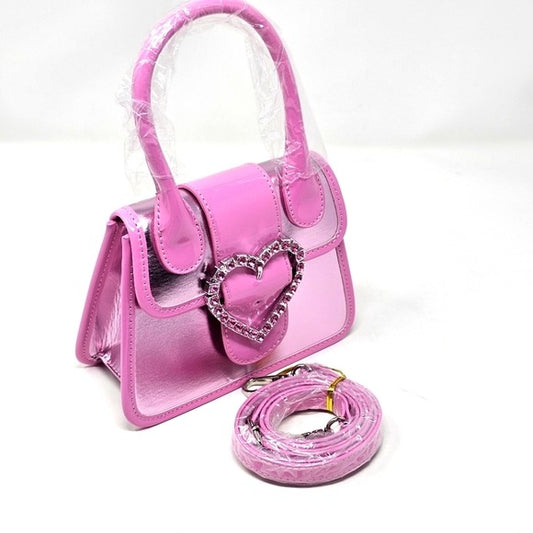 My Heart Sang Crossbody Bag | Pink Magnetic  Heart Crystal Closure - Sugar Thrillz - Crossbody Bag