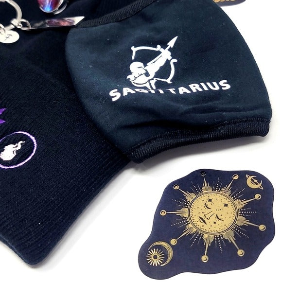 Sagittarius Zodiac | Hat Hair Tie Keychains Foil Stickers Bracelet Mask - A Gothic Universe - Beanies