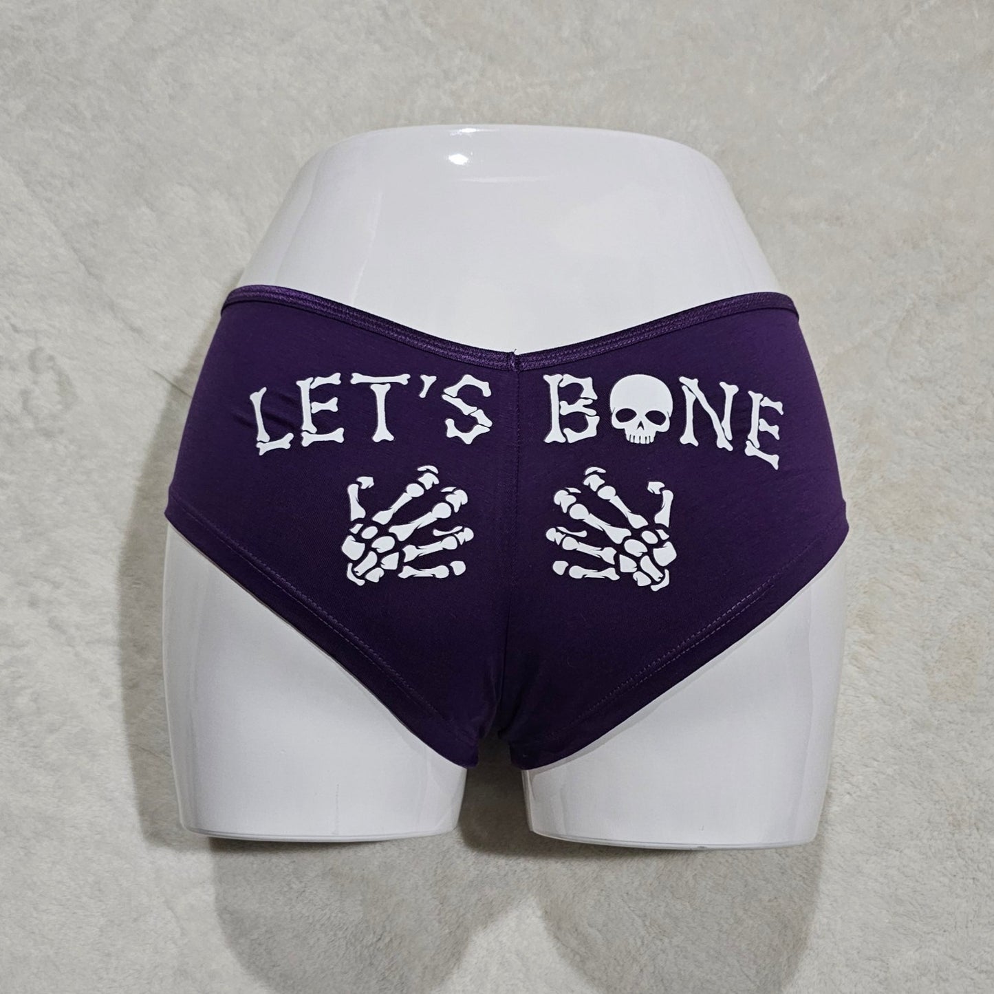 Royal Purple Panties | Let's Bone | Skelton Hands & Letter Graphics - Femfetti - Panties