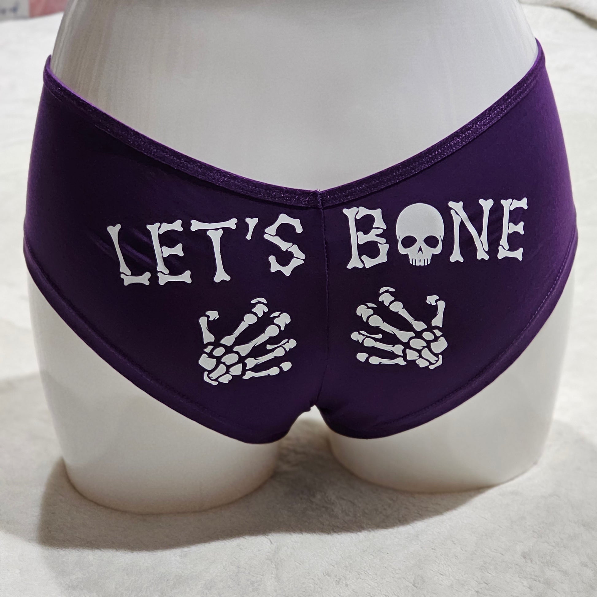 Royal Purple Panties | Let's Bone | Skelton Hands & Letter Graphics - Femfetti - Panties