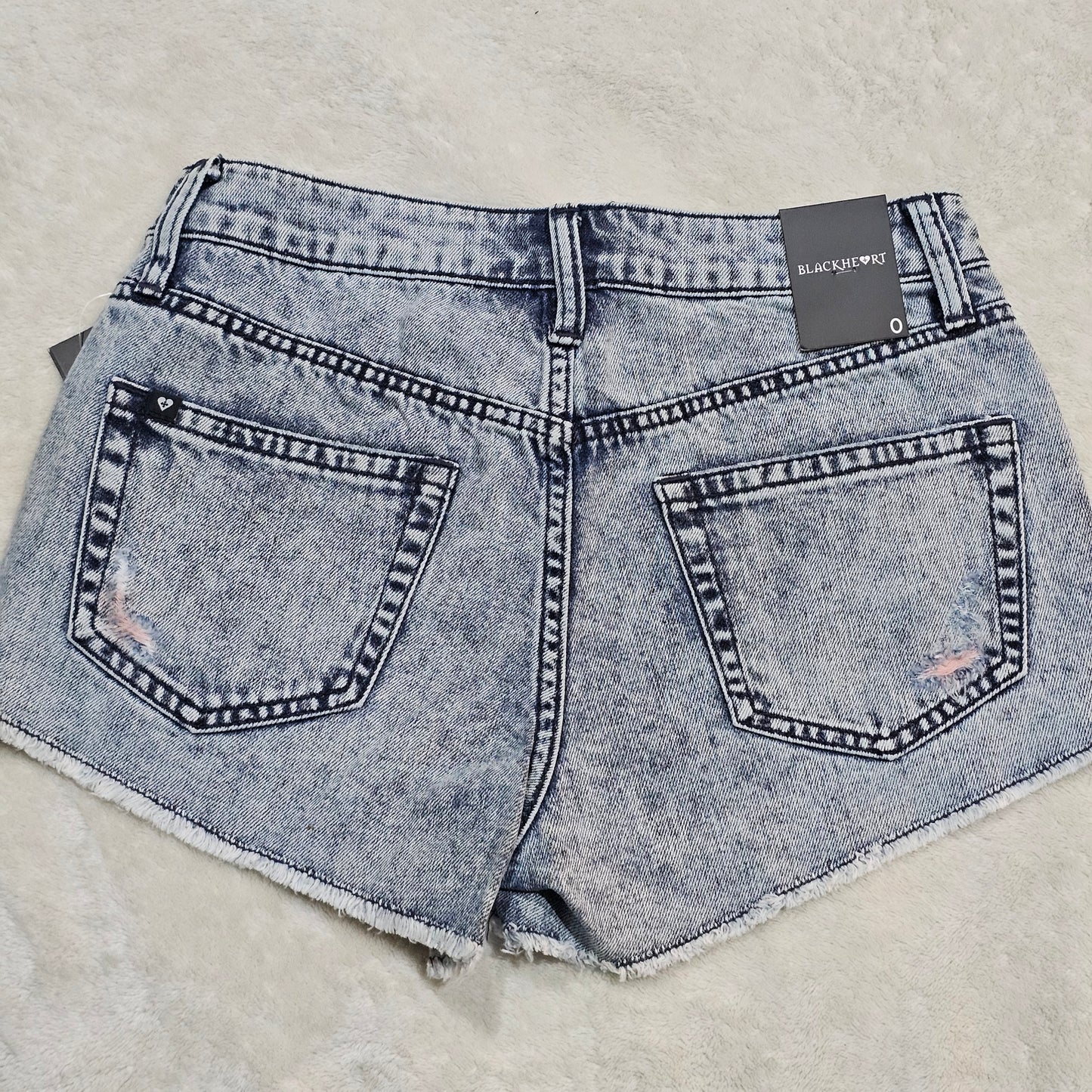 Distressed Shorts | Pink Indigo Wash - Blackheart - Shorts