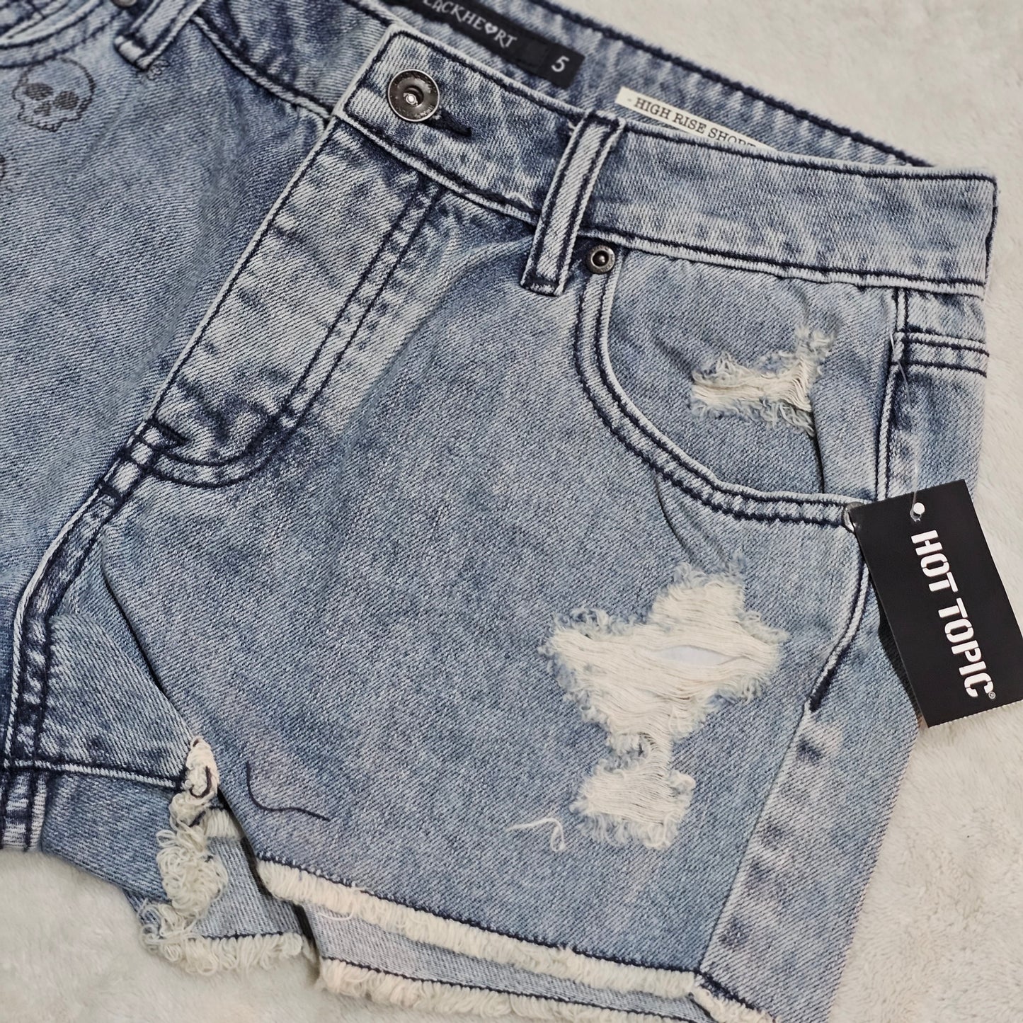 Distressed Denim Shorts | Sketch Art - Blackheart - Shorts