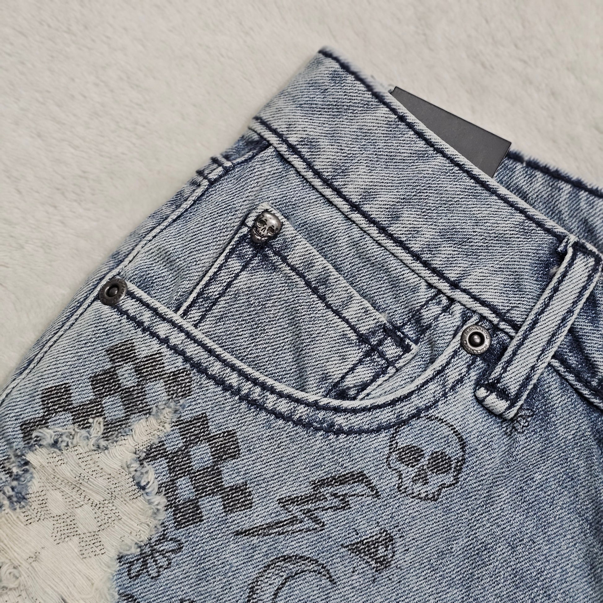 Distressed Denim Shorts | Sketch Art - Blackheart - Shorts