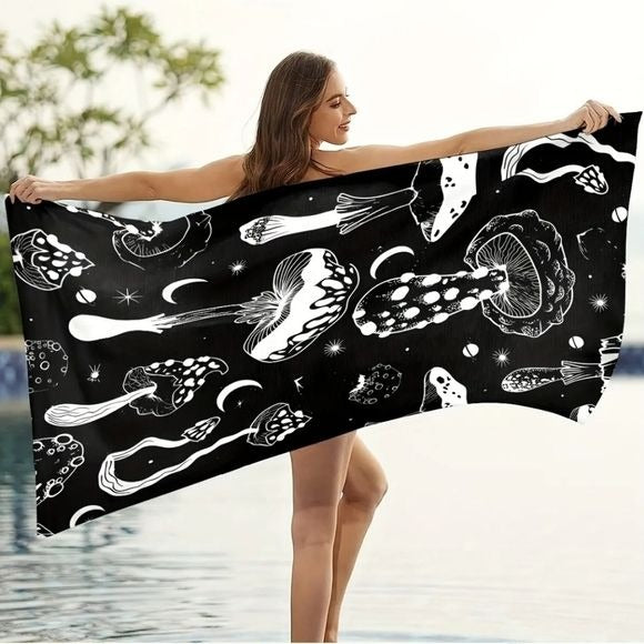 Trippy Shrooms Beach Towel | Premium Micro Fiber - A Gothic Universe - Beach Towels