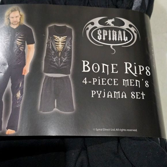 Men's Pajama Sets | Bone Rips Black 2 Sets | Winter & Summer - Spiral Direct - Sleepwear