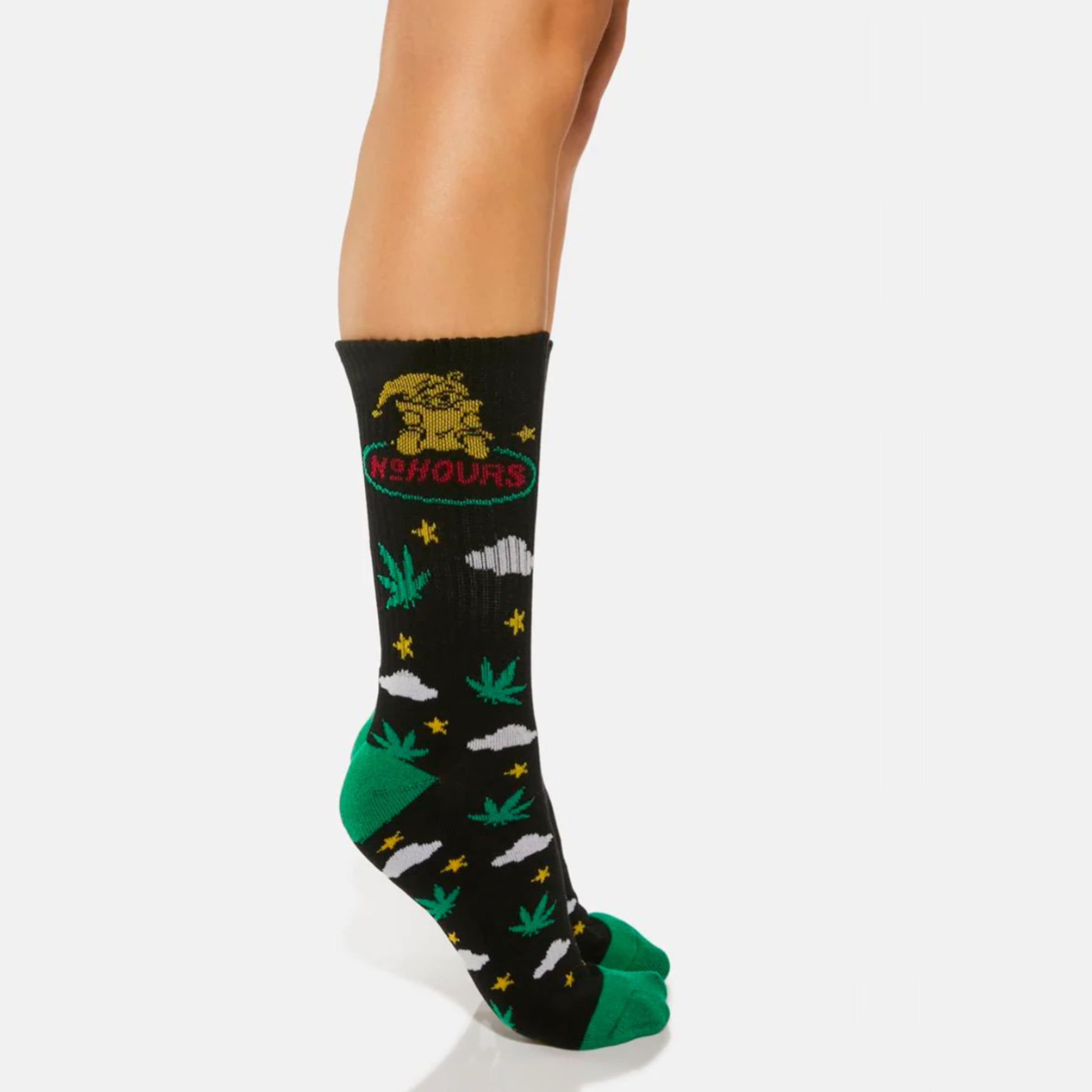 Dream Crew Socks | Black & Green Weed Leaf Graphics - No Hours - Socks