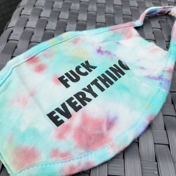 Logo Face Mask | F*ck Everything | Blue Tie Dye Statement Comfy Facemask - Fuck Brand - Face Masks