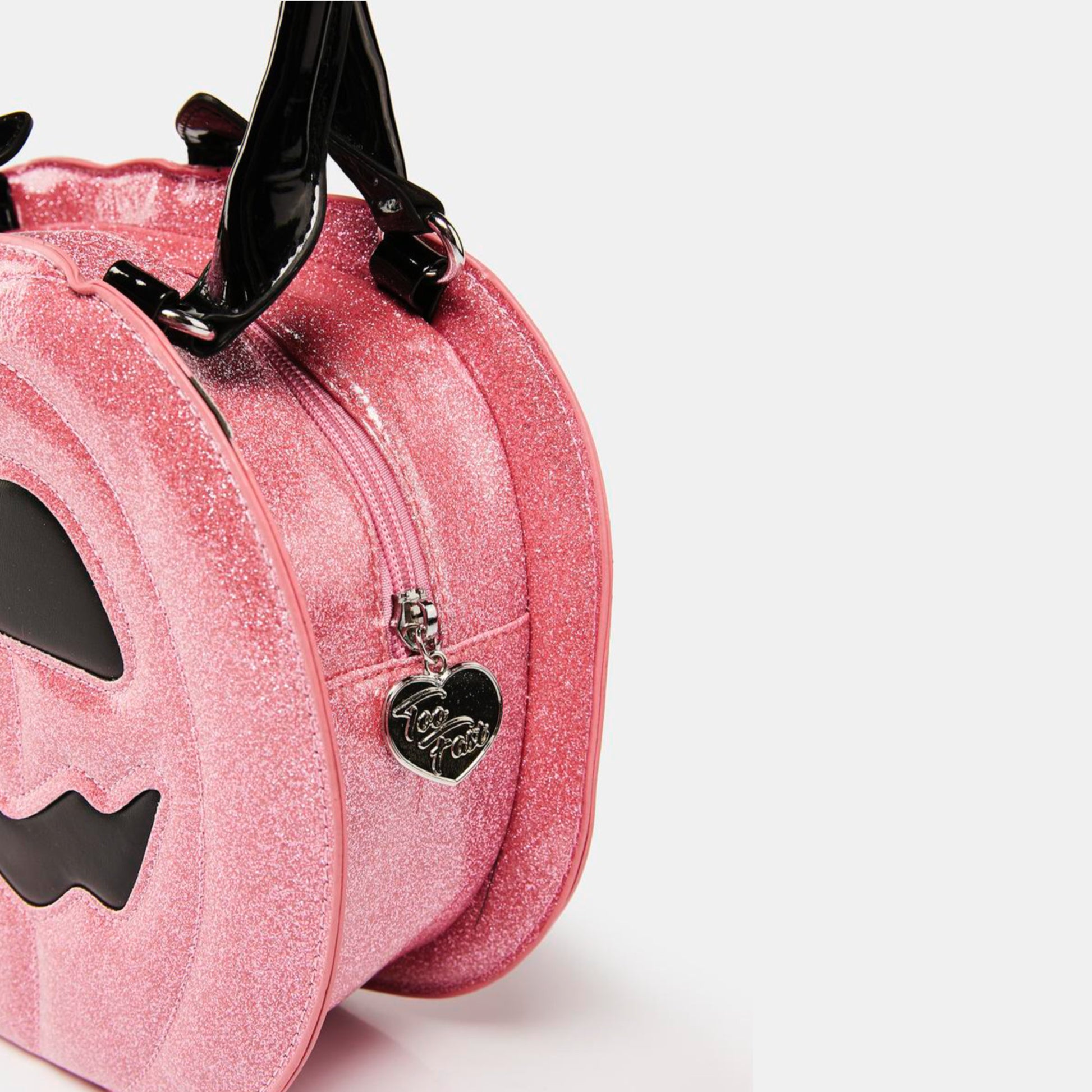 Glitter Pink Pumpkin Handbag | Vinyl Construction Novelty Pumpkin Shape - Too Fast - Bags