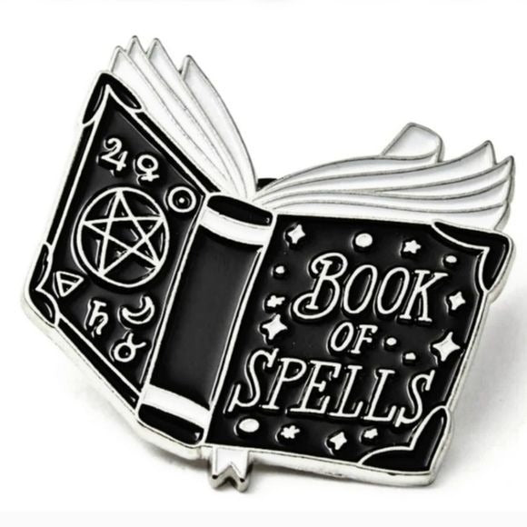 Enamel Lapel Pin | Book Of Spells | Gothic Black Antique Silver - Killstar - Lapel Pins