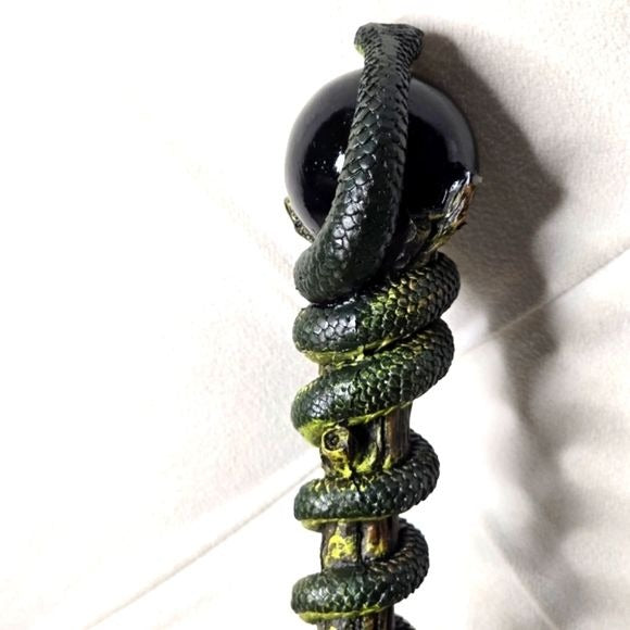 Serpent Wand | Black Obsidian Hand Painted Acrylic 9½" - A Gothic Universe - Wand