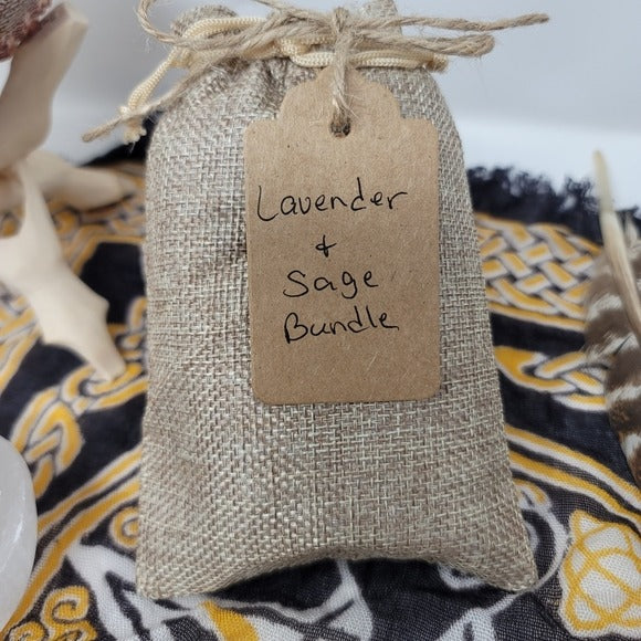 Lavender & Sage | Smudge/Cleanse Yourself & Your Home Set of Two w/Sack - A Gothic Universe - Smudging Sets