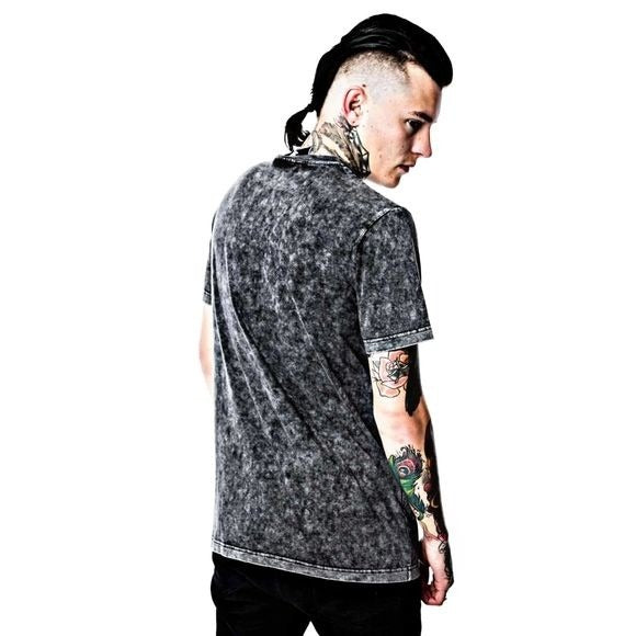 Marbled T-Shirt | RARE Tee F*ck Monday Tie Dye Black & Grey - Killstar - Shirts