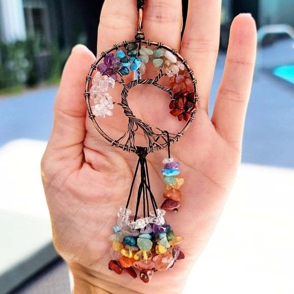 Crystal Tree Of Life Hanging Decor | Handmade Wire Wrap Copper - A Gothic Universe - Sun Catcher