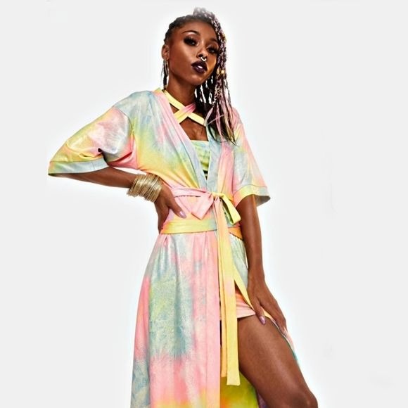 Wings Of Paradise Wrap Collection | Wrap Top & Skirt + Ombre Kimono - Club Exx - Skirt Set